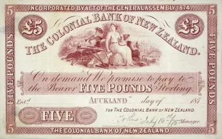 New Zealand 5 Pounds, 1870 image