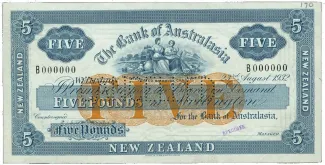 New Zealand 5 Liri, 1932 obverse