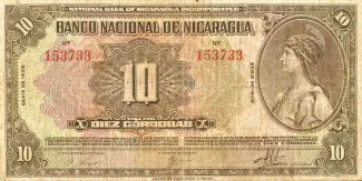 Nicaragua 10 Córdobas, 1939 image