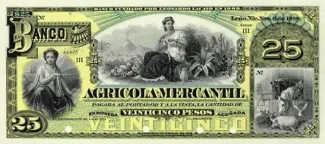 Nicaragua 25 Pesos, 1888 obverse