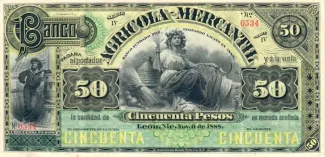 Nicaragua 50 Pesos, 1888 obverse