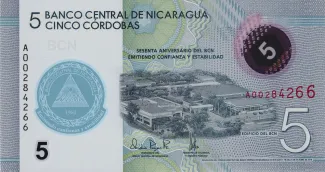 Nicaragua 5 Córdobas 60th., 2020 obverse