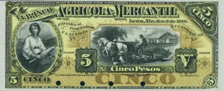 Nicaragua 5 Pesos, 1888 obverse