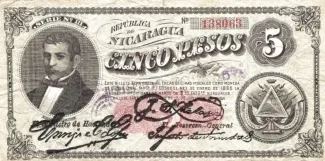 Nicaragua 5 Pesos, 1894 image