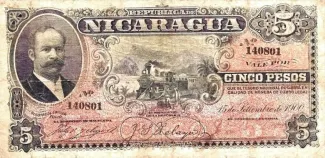 Nicaragua 5 Pesos, 1900 image