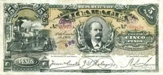 Nicaragua 5 Pesos, 1908 image