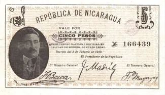 Nicaragua 5 Pesos, 1910 image