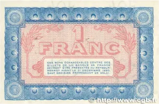 Nivre, Department of 1 Franc, 1915-1917 reverse