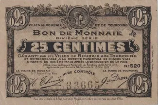 Nord, Department of 25 Centimes, 1917 image