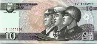 North Korea 10 Won, 2002 obverse