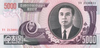 North Korea 5.000 Won, 2002-2006 obverse