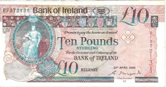 Northern Ireland 10 Pounds, 2008 P-84 obverse