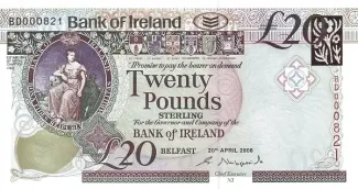 Northern Ireland 20 Pounds, 2008 P-85 obverse