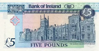 Northern Ireland 5 Pounds, 1990-1994 reverse