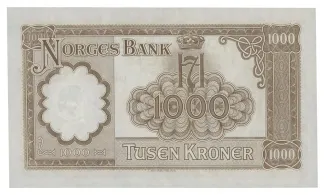 Norway 1,000 Kroner, 1942 P-24 reverse