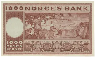 Norway 1.000 Kroner, 1949-1974 reverse