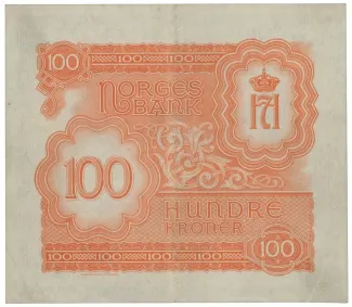 Norway 100 Kroner - Haakon VII, 1944 reverse