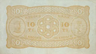 Norway 10 Kroner, 1901-1944 reverse