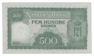 Norway 500 Kroner, 1942 P-23 reverse