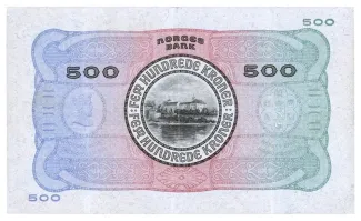 Norway 500 Kroner, 1901-1944 reverse