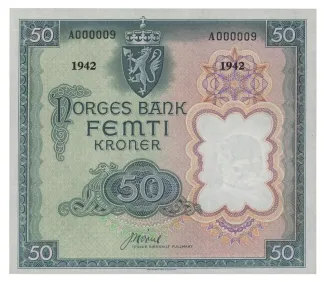 Norway 50 Kroner, 1942 P-21 obverse