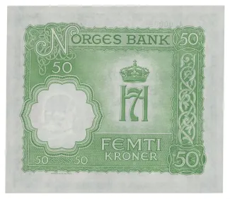 Norway 50 Kroner, 1942 P-21 reverse