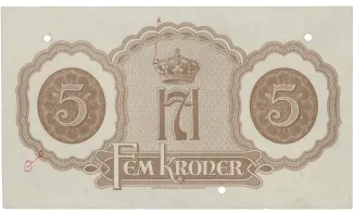 Norway 5 Kroner, 1944 reverse