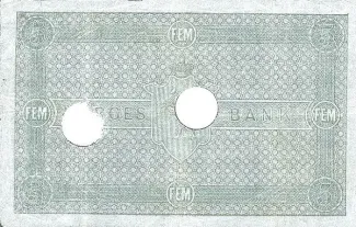 Norway 5 Speciedaler, 1868-1875 reverse