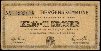 Norwegian notgeld 10 Kroner, 1940 obverse