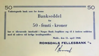 Norwegian notgeld 50 Kroner, 1940 obverse