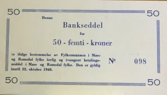 Norwegian notgeld 50 Kroner, 1940 reverse