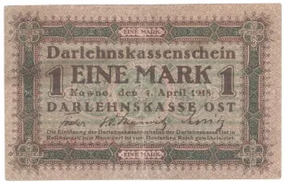 Ober Ost 1 Mark, 1918 obverse