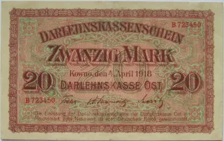 Ober Ost 20 Mark, 1918 obverse