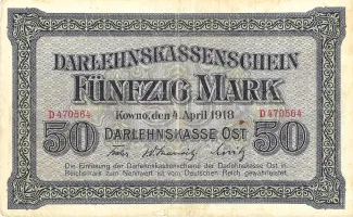 Ober Ost 50 Mark, 1918 obverse