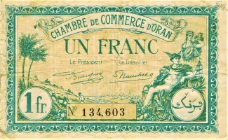 Oran, Department of 1 Franc, 1921 obverse