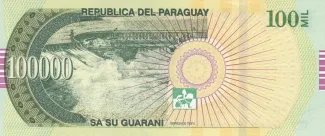 Paraguay 100.000 Guaranies, 2015-2021 reverse