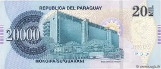 Paraguay 20.000 Guaranies, 2007-2011 reverse