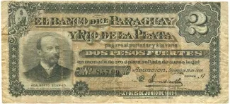 Paraguay 2 Pesos, 1889 obverse