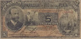 Paraguay 5 Pesos, 1889 obverse
