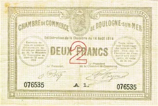 Pas-de-Calais, Department of 2 Francs, 1914 obverse