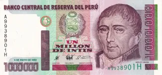 Peru 1.000.000 Intis, 1990 obverse