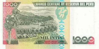 Peru 1.000 Intis, 1986-1988 reverse