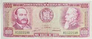 Peru 1.000 Soles de Oro, 1968 obverse