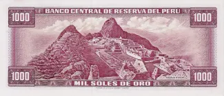 Peru 1.000 Soles de Oro, 1969-1975 reverse