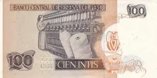 Peru 100 Intis, 1985-1987 reverse