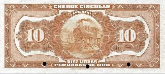 Peru 10 Libras Peruanas de Oro, 1918 P-39 reverse