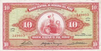 Peru 10 Soles de Oro, 1965 obverse