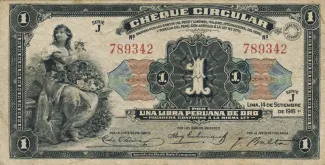 Peru 1 Libra Peruana de Oro, 1918 P-37 obverse