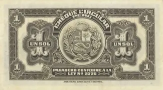 Peru 1 Sol / ⅒ Libra Peruana de Oro, 1918 P-40 reverse
