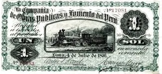 Peru 1 Sol, 1876-1877 obverse